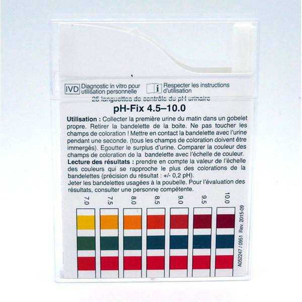 One+Step Lot de 100 bandelettes de test de pH urinaire avec carte de  couleur de référence – Test pH – Valeur pH hyperacidité – Acidité, Bases :  : Jardin