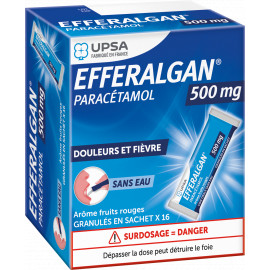 EFFERALGAN UPSA 500 mg Boite de 16 sachets goût framboise