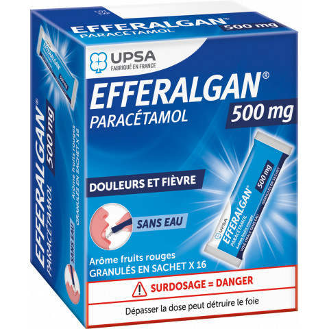 EFFERALGAN UPSA 500 mg vanille fraise 16 sachets