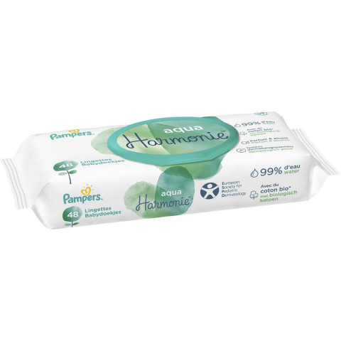 PAMPERS HARMONIE AQUA 0% LINGET 48